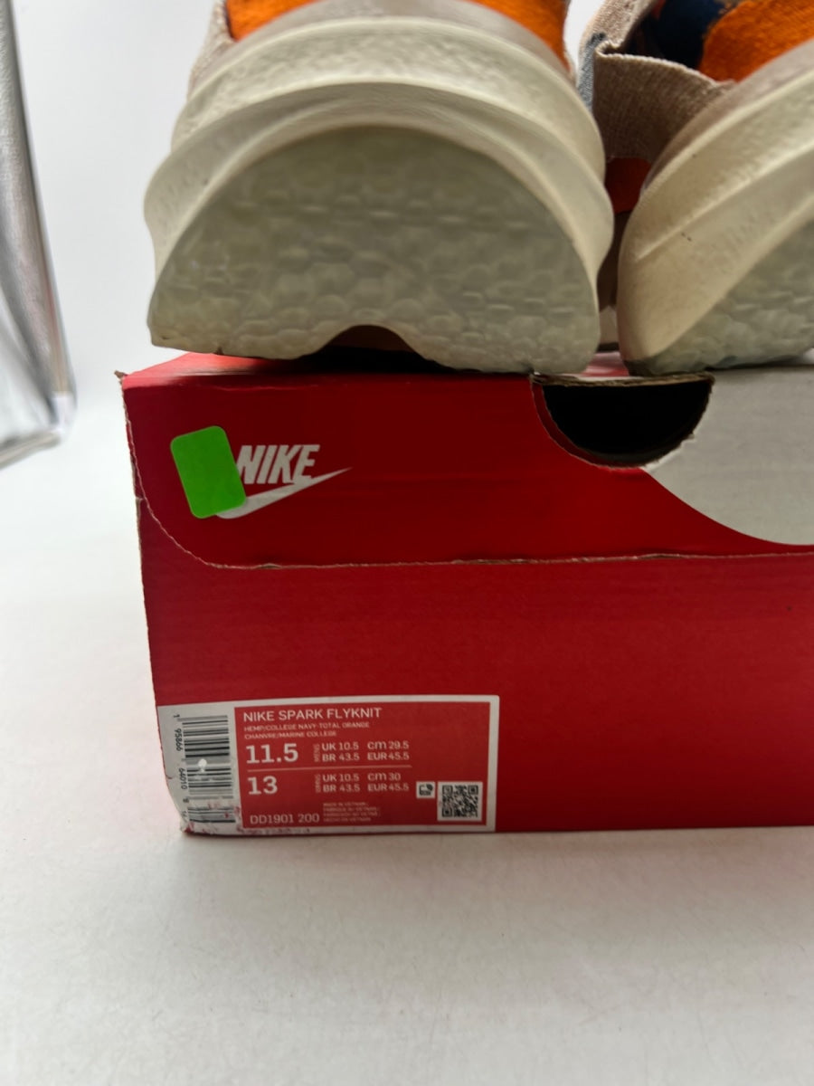 Nike Spark Flyknit Tan Total Orange 11.5 (Lightly Worn Pre-Owned)NikeHemp/College Navy-Total Orange - Image 4