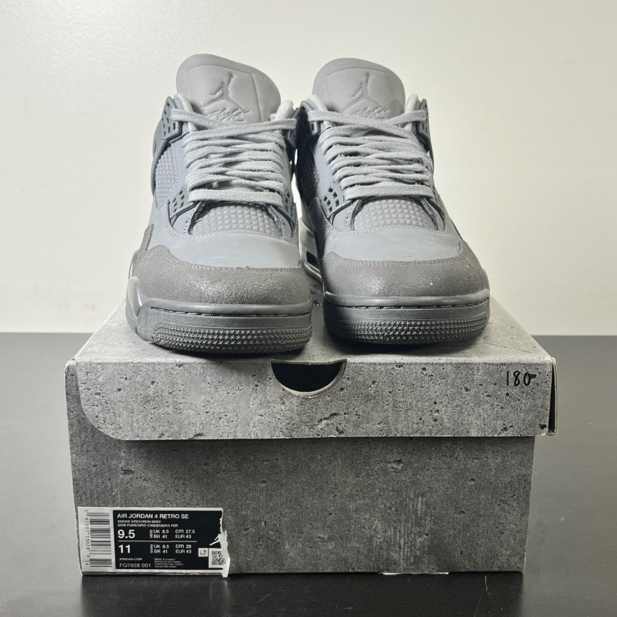 Jordan 4 Retro SE Paris Olympics Wet Cement 9.5 (Lightly Worn Pre-Owned)JordanSmoke Grey/Iron Grey/Cement Grey/Particle Grey - Image 2