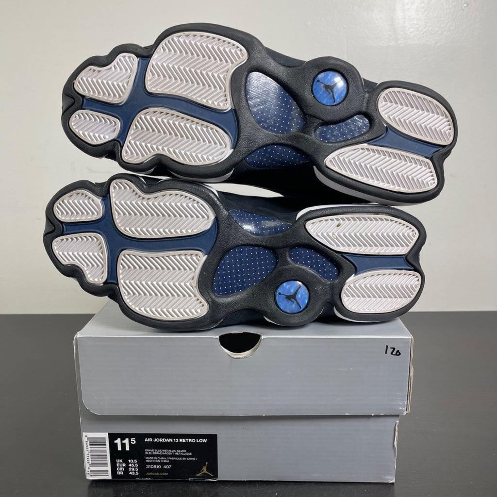Jordan 13 Retro Low Brave Blue 11.5 (Moderately Worn Pre-Owned)JordanBrave Blue/Metallic Silver-Black - Image 5