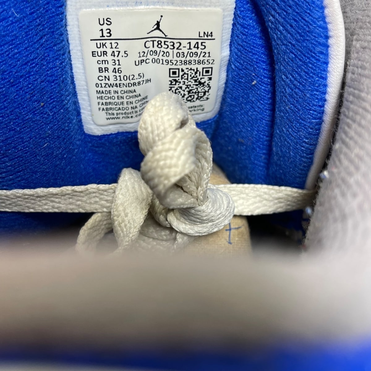 Jordan 3 Retro Racer Blue 13 (Moderately Worn Pre-Owned)JordanWhite/Black-Cement Grey-Racer Blue - Image 6