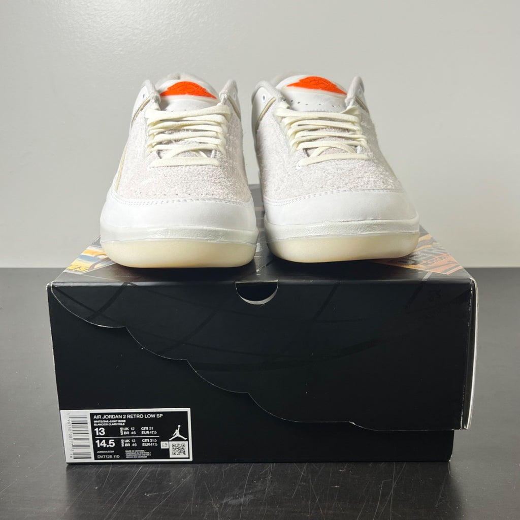Jordan 2 Retro Low Shelflife 13 (Lightly Worn Pre-Owned)JordanWhite/Sail-Light Bone-Bright Mandarin - Image 2