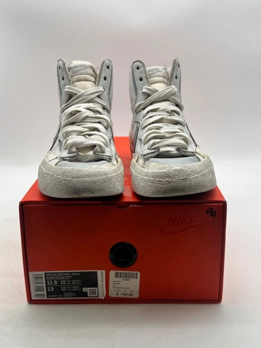 Nike Blazer Mid sacai White Grey 11.5 (Heavily Worn Pre-Owned)NikeSummit White/White-Wolf Grey-Black - Image 2