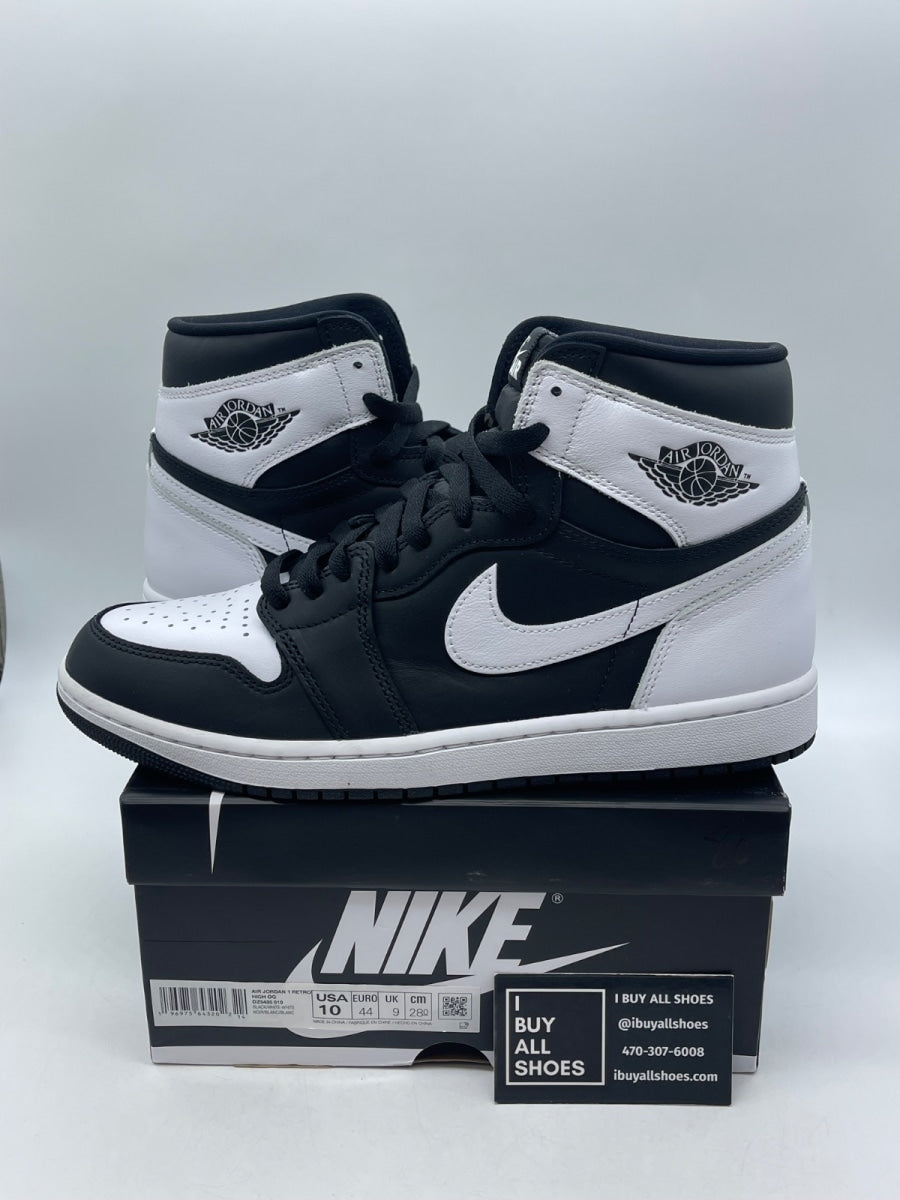 Jordan 1 Retro High OG Black White 10 (Moderately Worn Pre-Owned) - Image 1