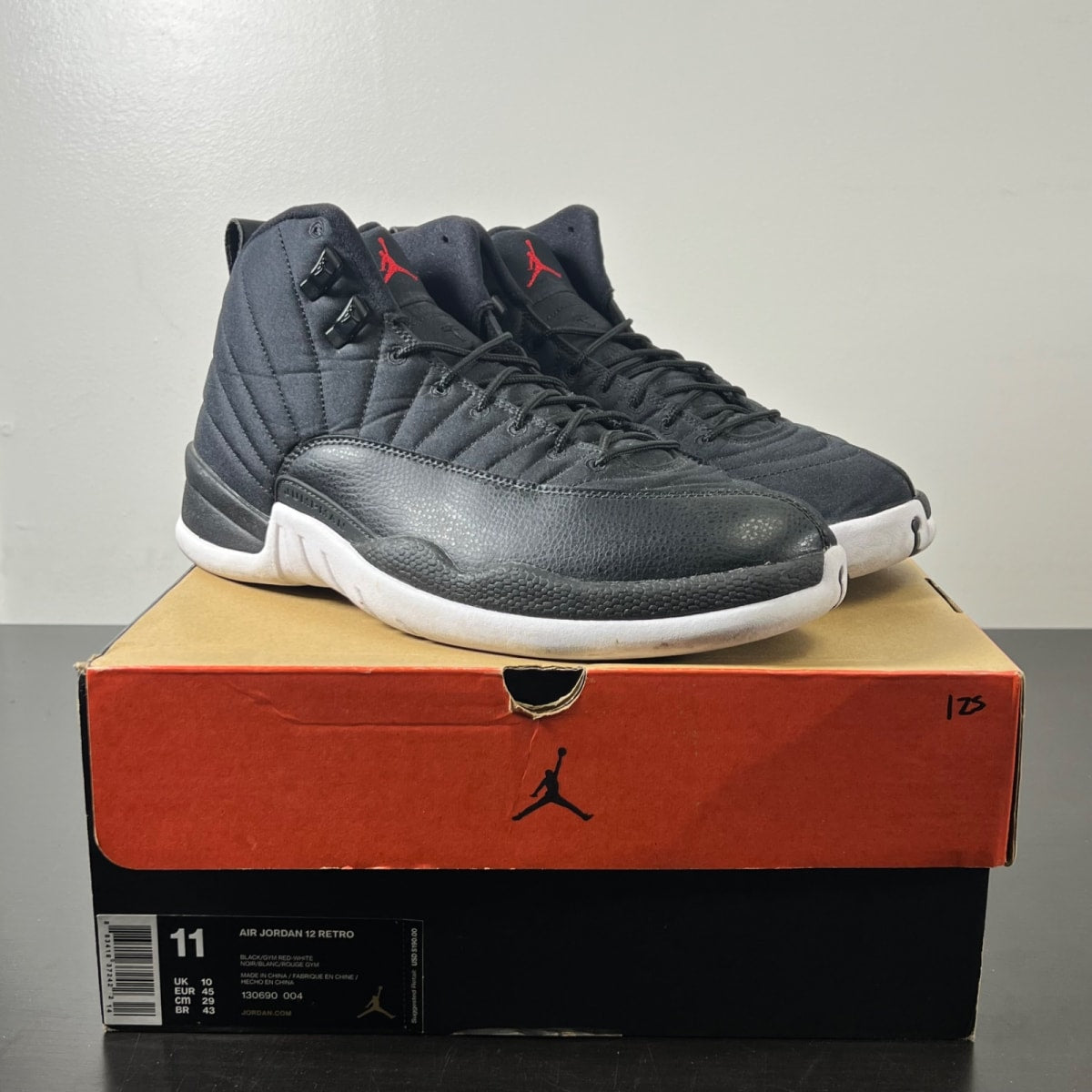 Jordan 12 Retro Nylon 11 (Lightly Worn Pre-Owned)JordanBlack/Gym Red-White - Image 1