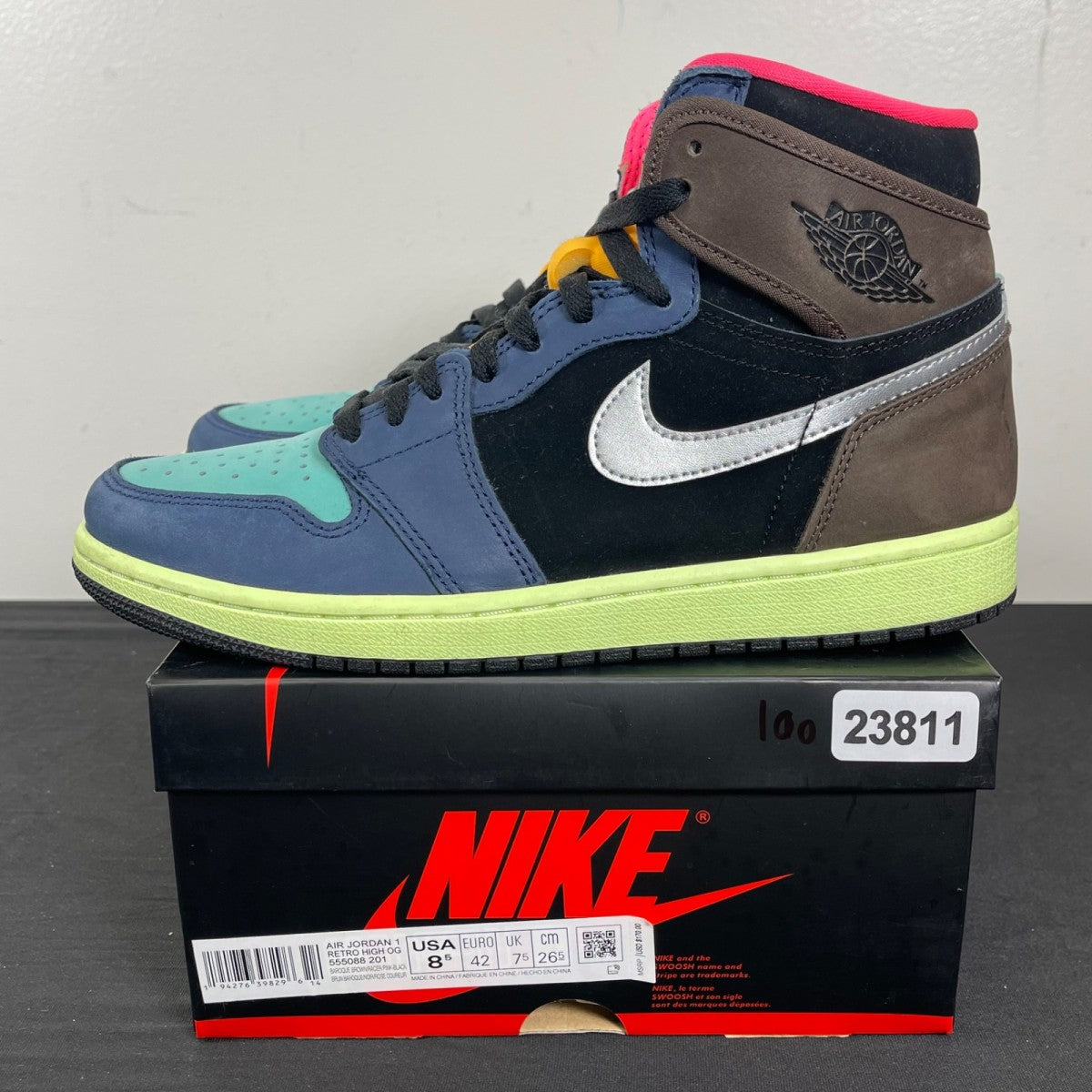 Jordan 1 Retro High Tokyo Bio Hack 8.5 (Moderately Worn Pre-Owned)JordanBaroque Brown/Black-Laser Orange-Racer Pink - Image 3