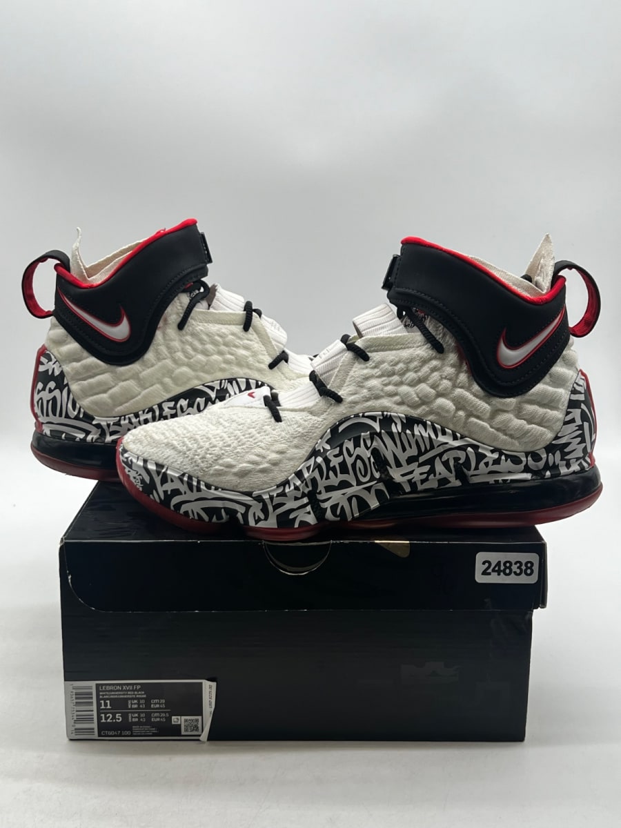 Nike LeBron 17 Graffiti 11 (Lightly Worn Pre-Owned)NikeWhite/University Red-Black - Image 1