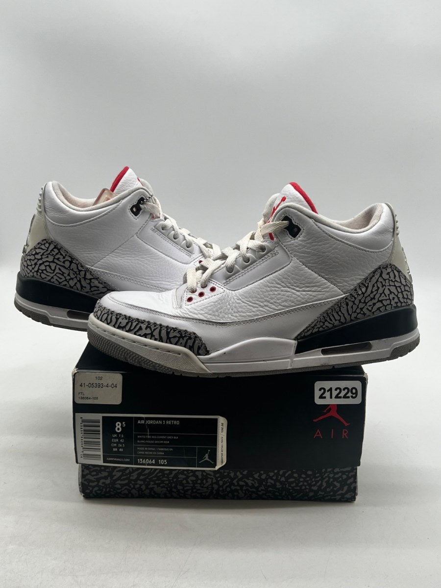 Jordan 3 Retro White Cement (2011) 8.5 (Moderately Worn Pre-Owned) - Image 1