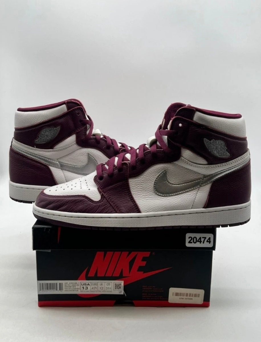 Jordan 1 Retro High OG Bordeaux 13 (Lightly Worn Pre-Owned)JordanBordeaux/White-Metallic Silver - Image 1