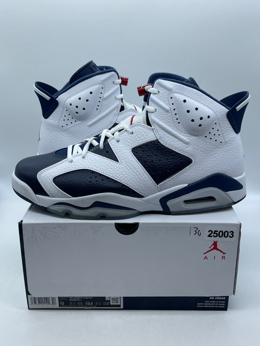 Jordan 6 Retro Olympic (2024) 12 (Moderately Worn Pre-Owned)JordanWhite/Varsity Red/Midnight Navy - Image 1