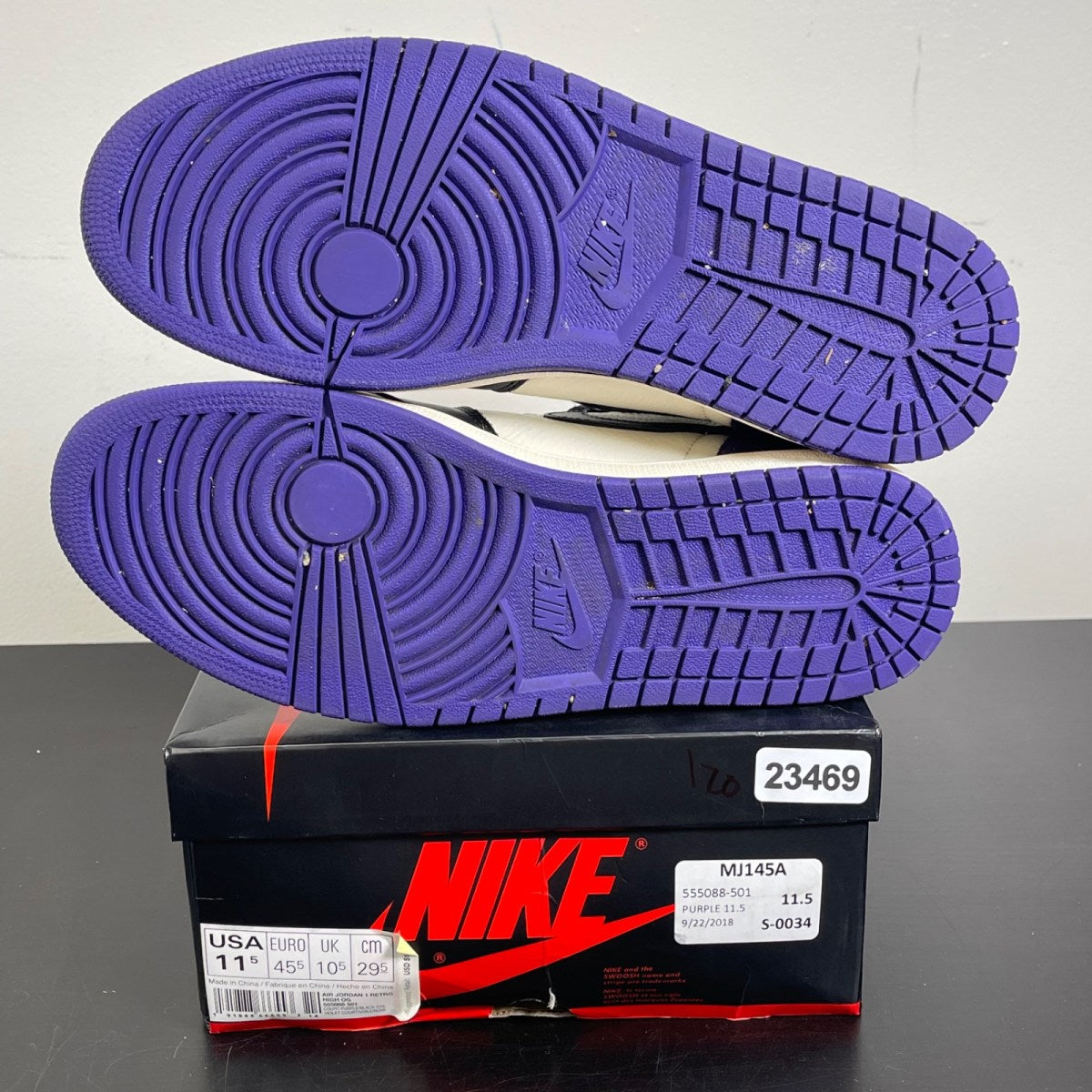 Jordan 1 Retro High Court Purple 11.5 (Moderately Worn Pre-Owned)JordanCourt Purple/Black-Sail - Image 5