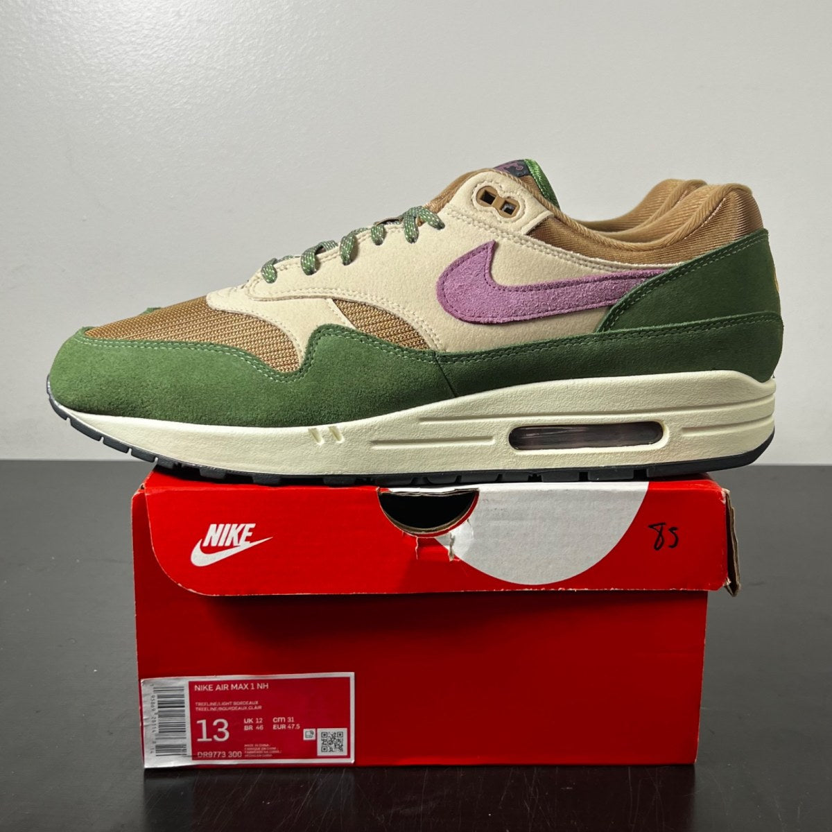 Nike Air Max 1 SH Treeline 13 (Lightly Worn Pre-Owned)NikeTreeline/Light Bordeax - Image 3
