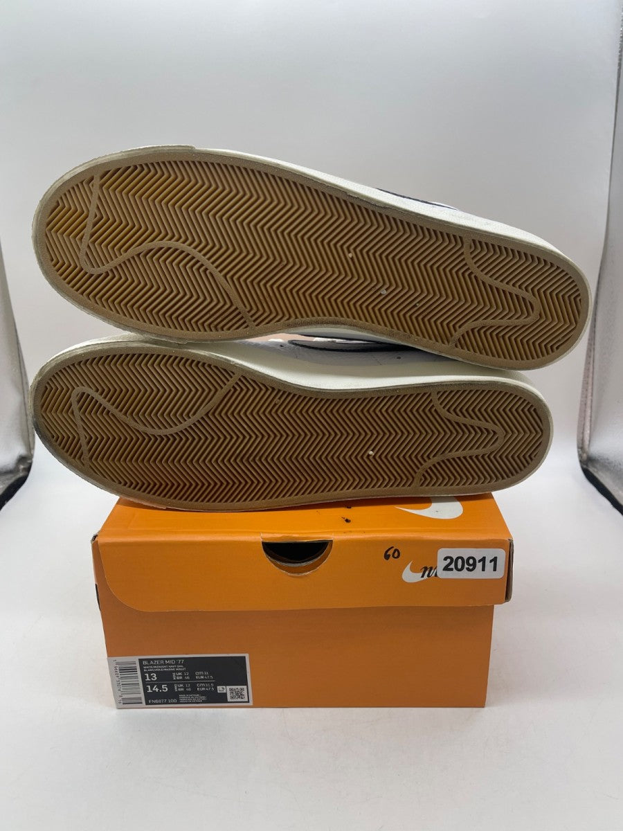 Nike Blazer Mid '77 White Midnight Navy Sail Gym Red 13 (Moderately Worn Pre-Owned) - Image 7