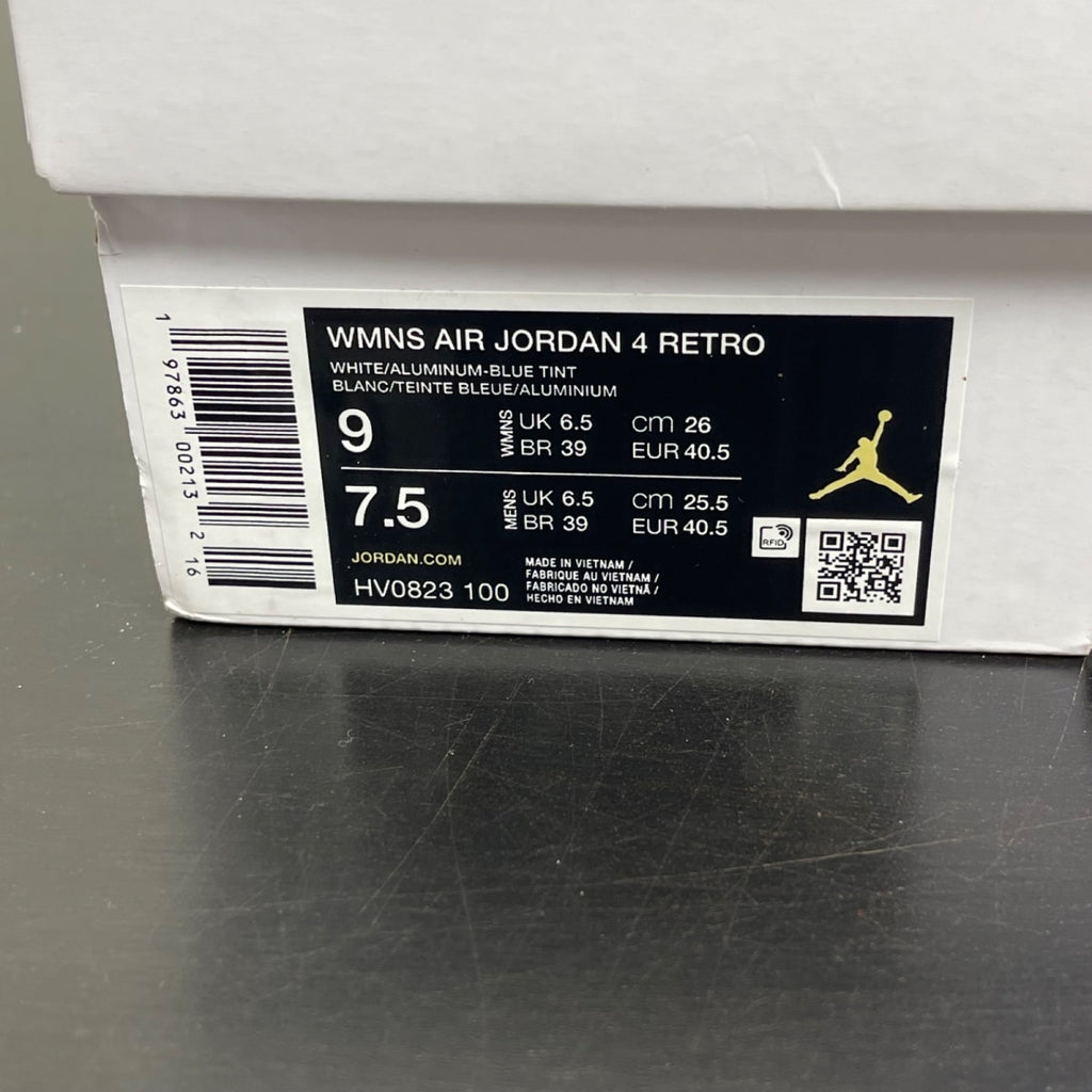 Jordan 4 Retro Forget Me Not (Women's) 9W (Moderately Worn Pre-Owned)JordanWhite/Aluminum-Blue Tint-Oil Green - Image 7