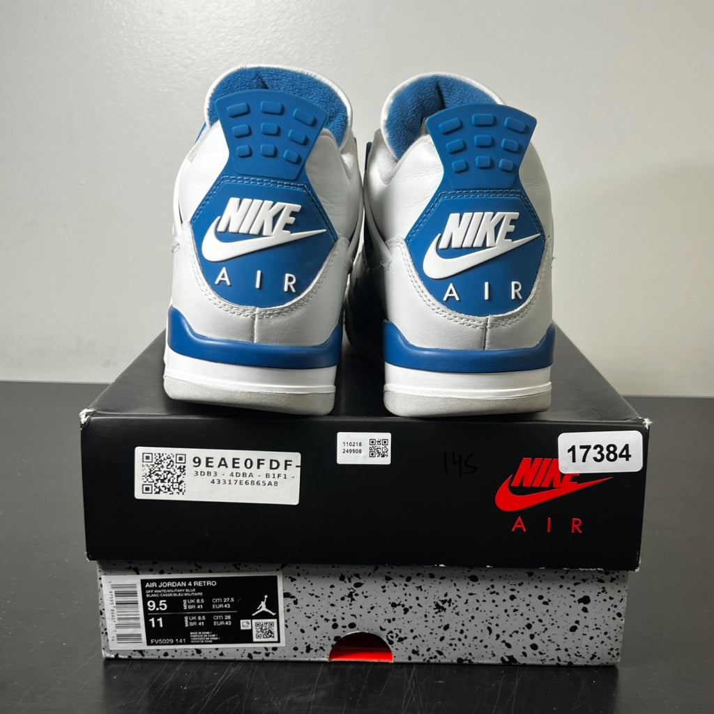 Jordan 4 Retro Military Blue (2024) 9.5 (Lightly Worn Pre-Owned)JordanOff-White/Military Blue/Neutral Grey - Image 5