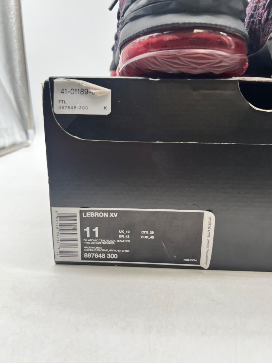 Nike LeBron 15 New Heights 11 (Lightly Worn Pre-Owned)NikeDark Atomic Teal/Ale Brown-Team Red - Image 4