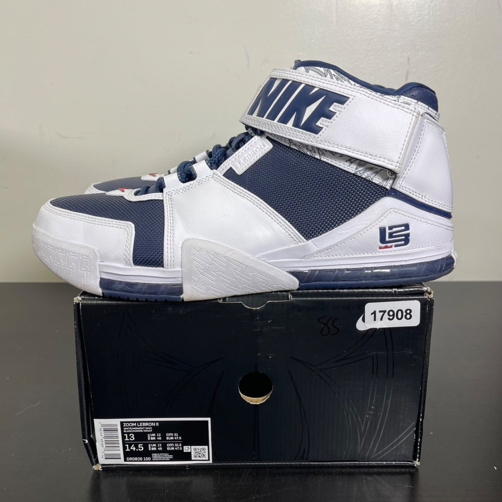 Nike LeBron Zoom 2 Midnight Navy (2022) 13 (Moderately Worn Pre-Owned)NikeMidnight Navy/Midnight Navy-White-Varsity Crimson - Image 3