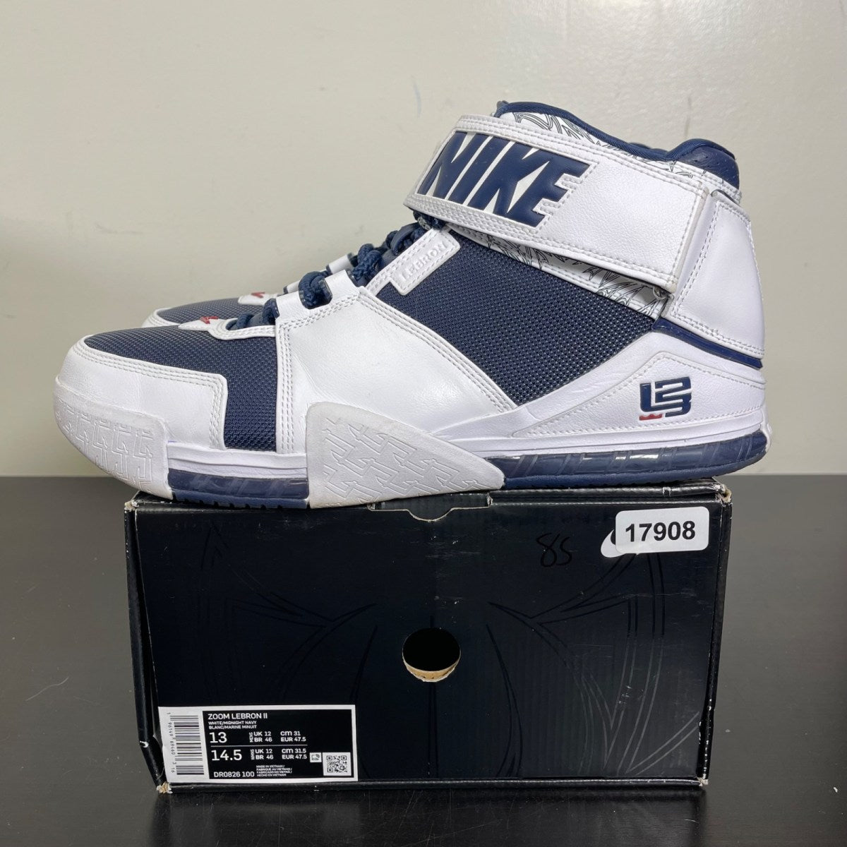 Nike LeBron Zoom 2 Midnight Navy (2022) 13 (Moderately Worn Pre-Owned)NikeMidnight Navy/Midnight Navy-White-Varsity Crimson - Image 3