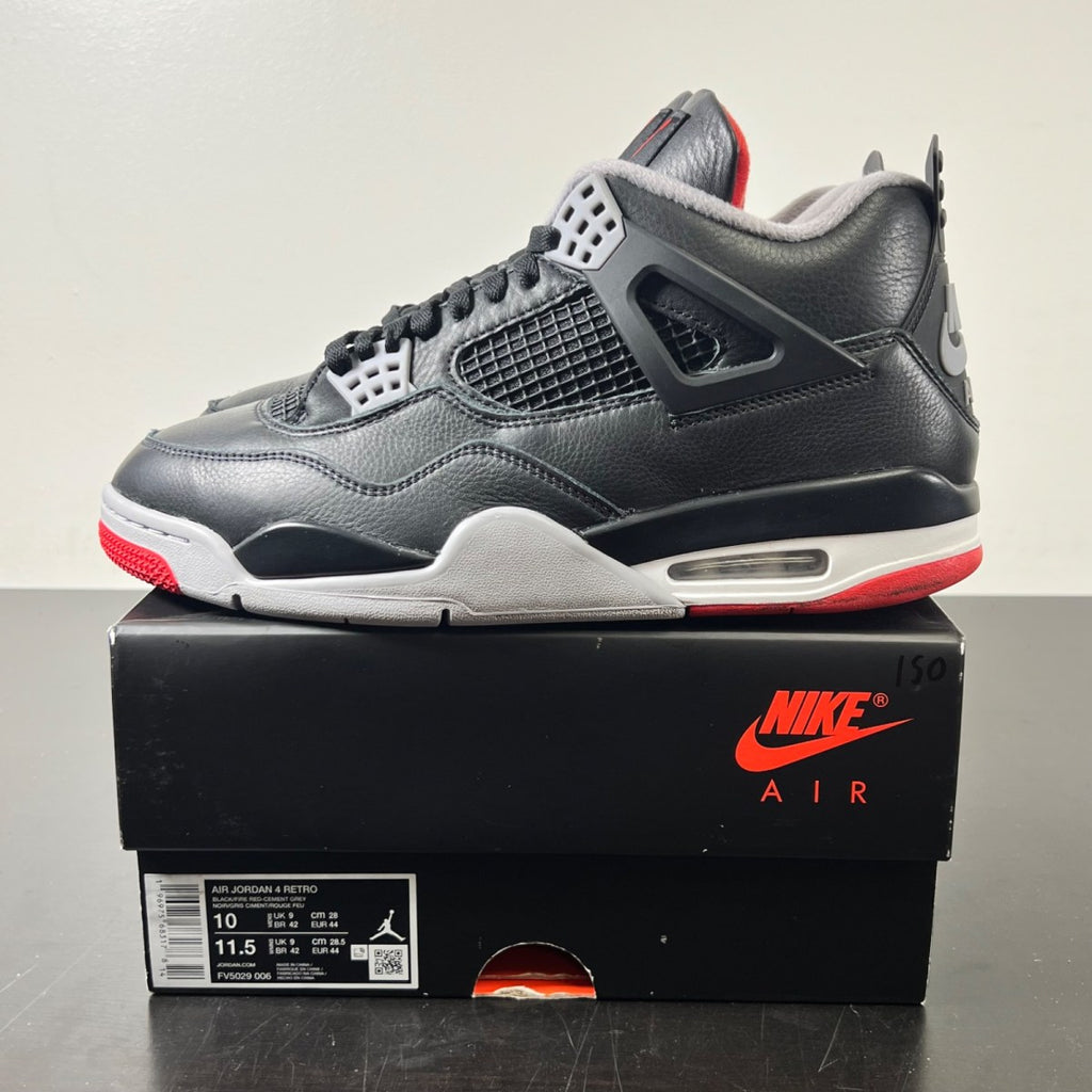 Jordan 4 Retro Bred Reimagined 10 (Lightly Worn Pre-Owned)JordanBlack/Cement Grey/Varsity Red/Summit White - Image 3