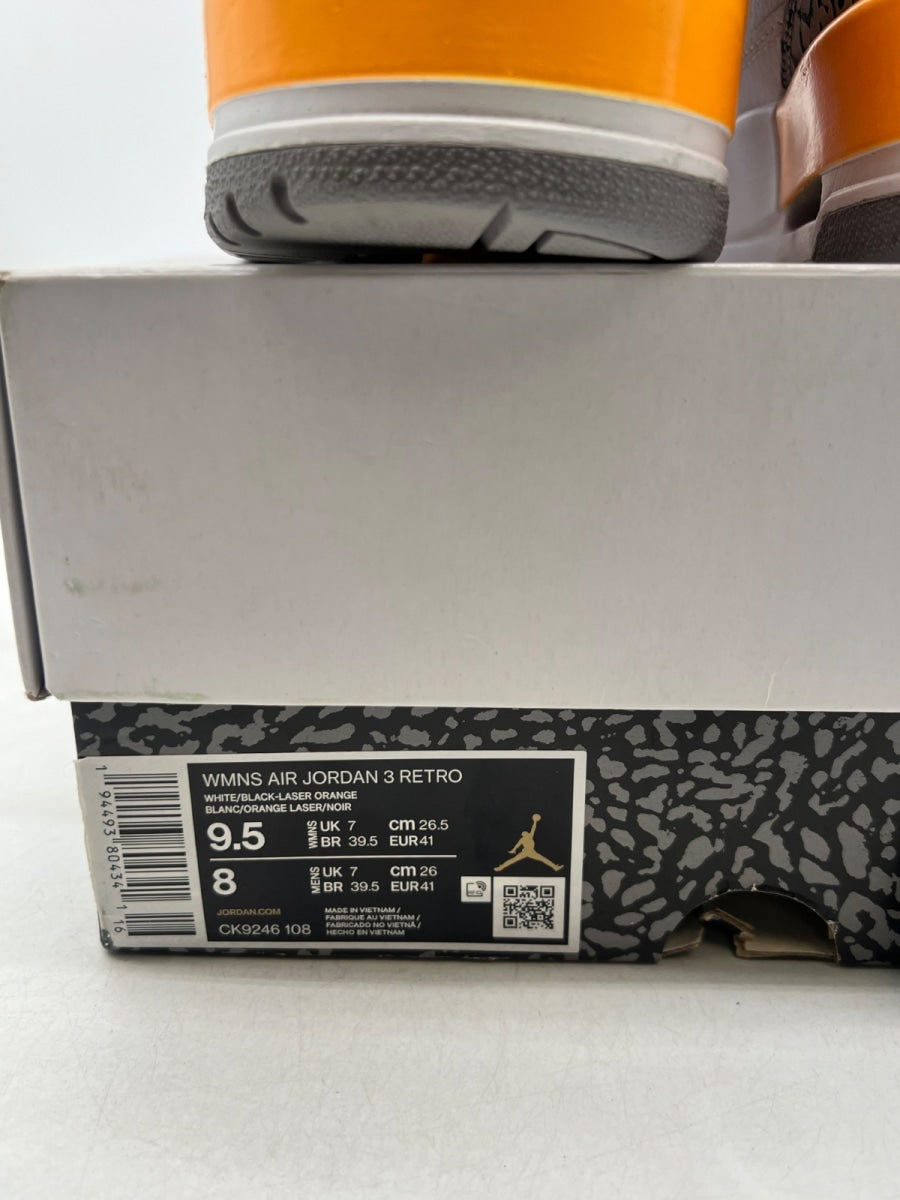 Jordan 3 Retro Laser Orange (Women's) 9.5W (Lightly Worn Pre-Owned) - Image 6