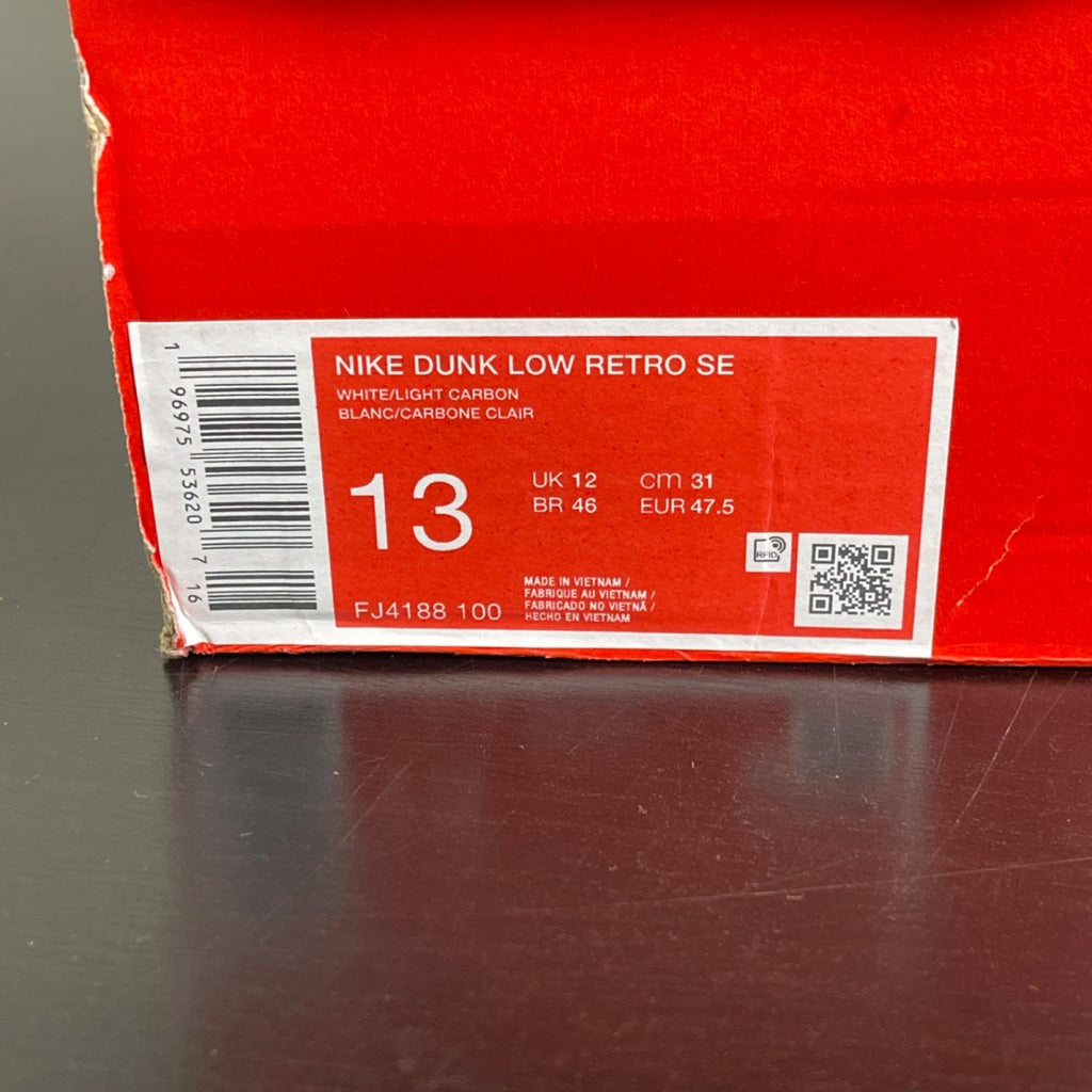 Nike Dunk Low SE Light Carbon 13 (Moderately Worn Pre-Owned)NikeWhite/Light Carbon/Platinum Tint - Image 7