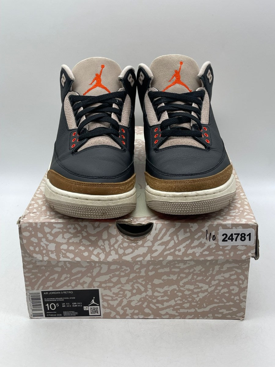 Jordan 3 Retro Desert Elephant 10.5 (Moderately Worn Pre-Owned)JordanBlack/Rush Orange/Fossil Stone/Sail - Image 2