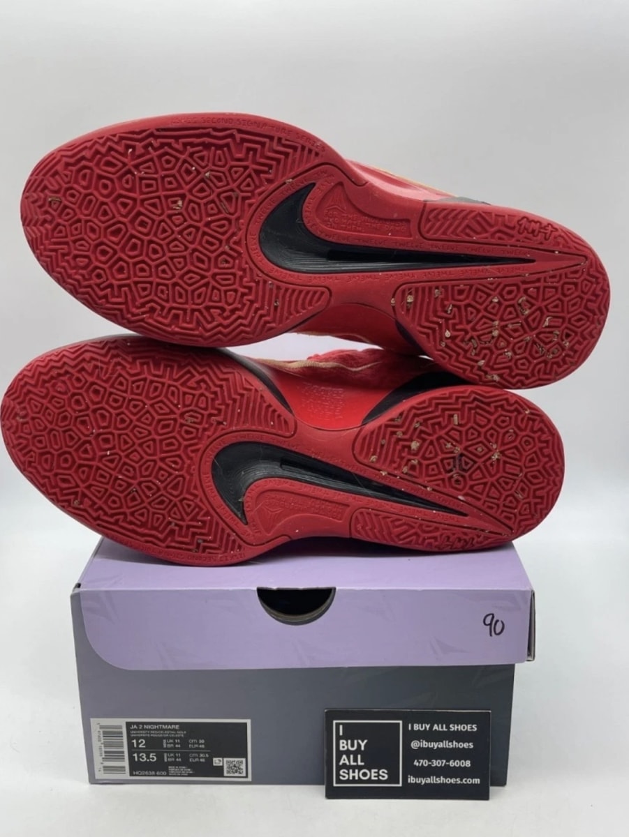 Nike Ja 2 Nightmare 12 (Lightly Worn Pre-Owned)NikeUniversity Red/Celestial Gold/Black/Jade Horizon - Image 9
