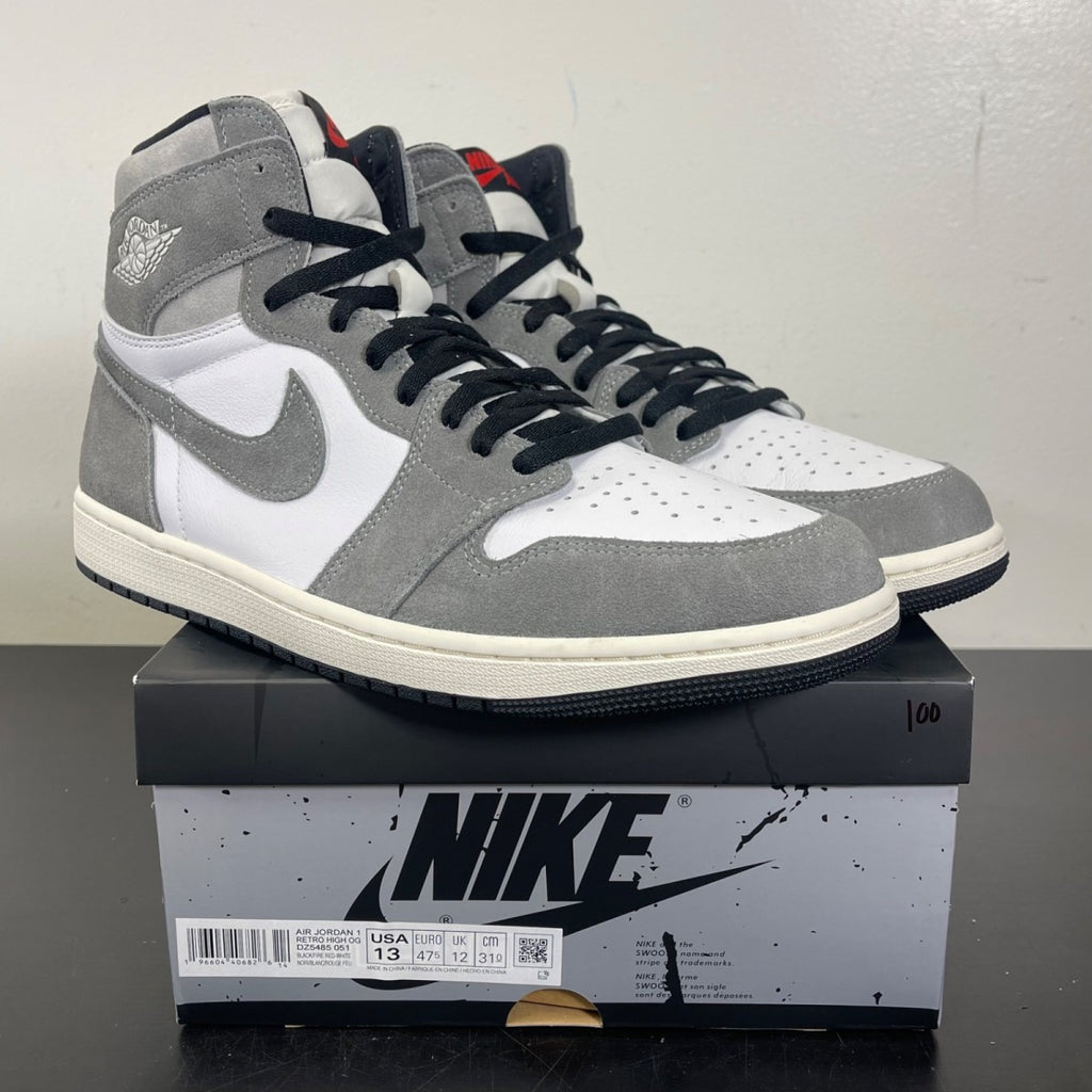 Jordan 1 Retro High OG Washed Black 13 (Moderately Worn Pre-Owned)JordanBlack/Fire Red/Light Smoke Grey/Sail - Image 1