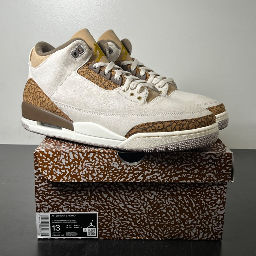 Jordan 3 Retro Palomino 13 (Lightly Worn Pre-Owned)JordanLight Orewood Brown/Metallic Gold/Light British Tan/Palomino - Image 1