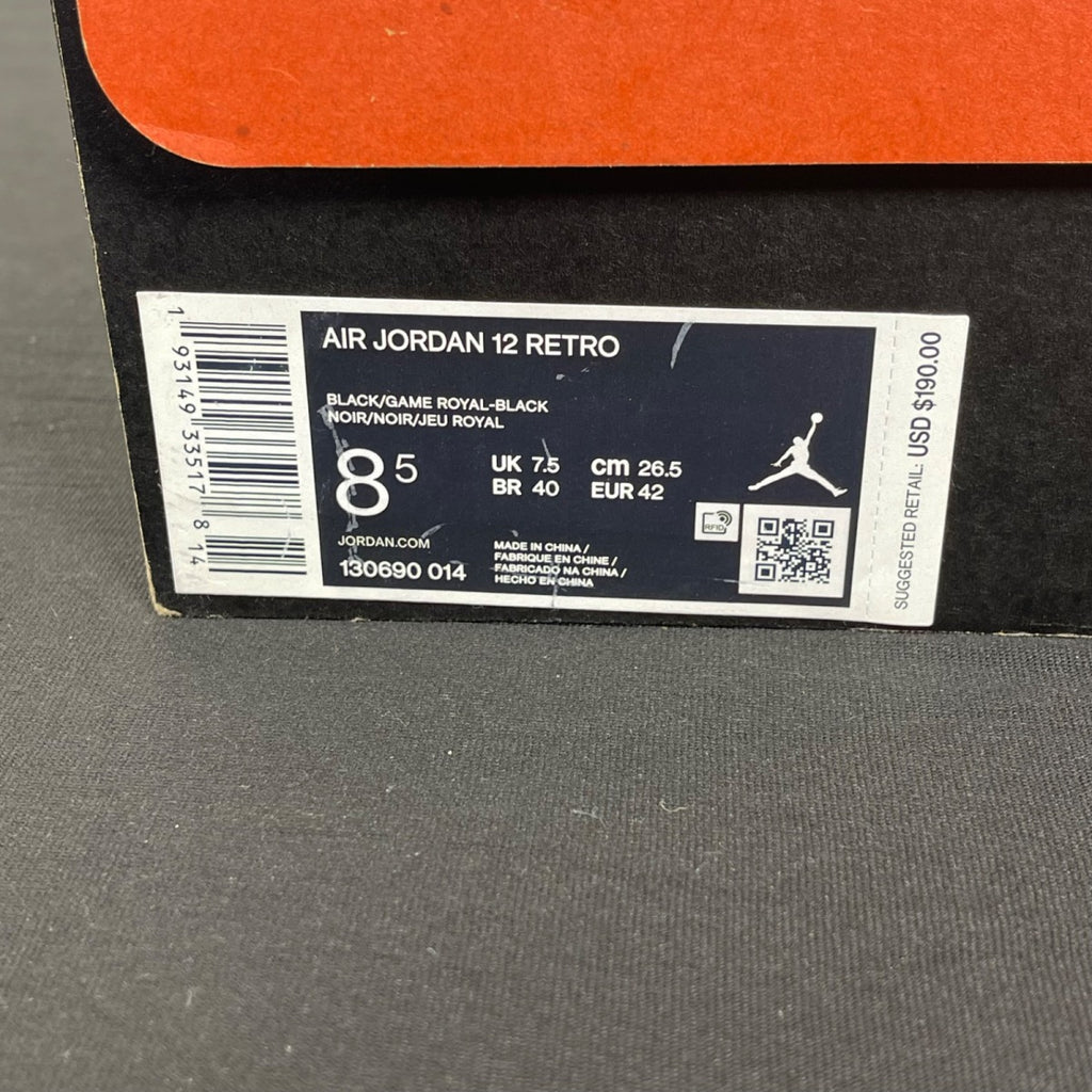 Jordan 12 Retro Black Game Royal 8.5 (Moderately Worn Pre-Owned)JordanBlack/Game Royal-Black - Image 7