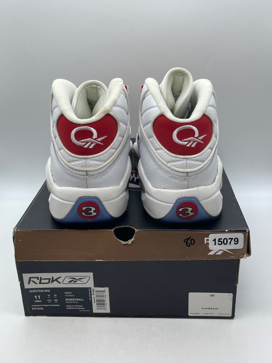 Reebok Question Mid Red Toe 25th Anniversary 11 (Moderately Worn Pre-Owned)ReebokWhite/White-Red - Image 3