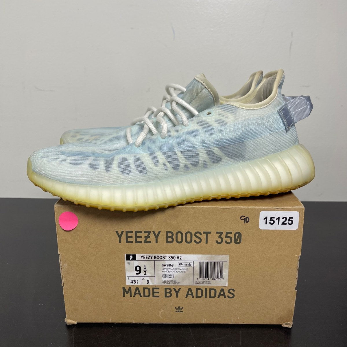 adidas Yeezy Boost 350 V2 Mono Ice 9.5 (Moderately Worn Pre-Owned)adidasMono Ice/Mono Ice/Mono Ice - Image 3