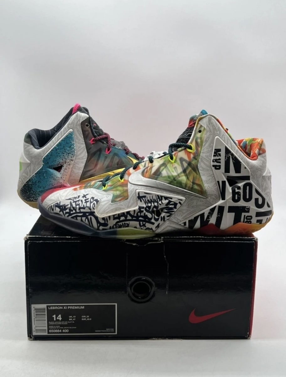Nike LeBron 11 What the LeBron 14 (Moderately Worn Pre-Owned)NikeBlack Lava/Silver Ice-Galaxy Blue - Image 1