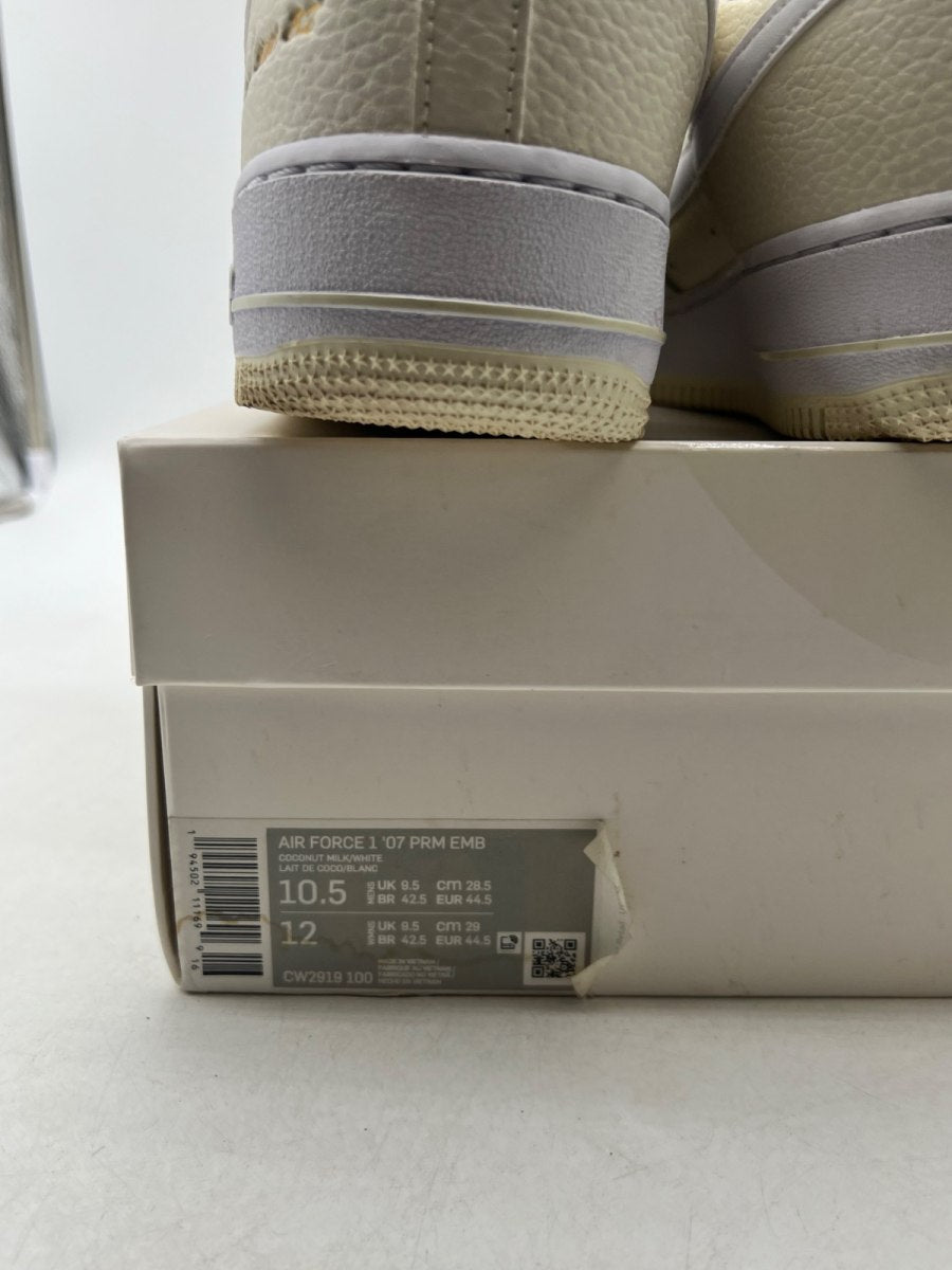 Nike Air Force 1 Low '07 Premium Popcorn 10.5 (Lightly Worn Pre-Owned)NikeCoconut Milk/White-University Red - Image 4