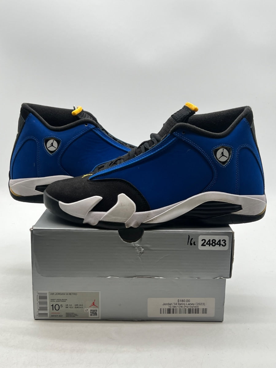 Jordan 14 Retro Laney (2023) 10.5 (Lightly Worn Pre-Owned)JordanVarsity Royal/Black-Varsity Maize-White - Image 1