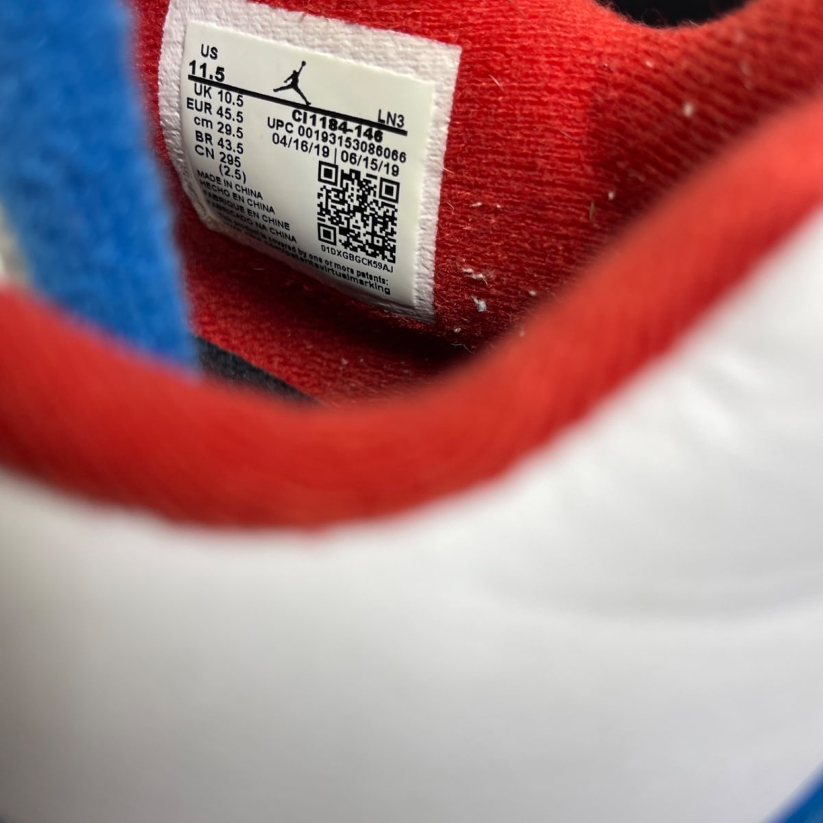 Jordan 4 Retro What The 11.5 (Moderately Worn Pre-Owned)JordanWhite/Military Blue-Fire Red-Black-Cement Grey - Image 6