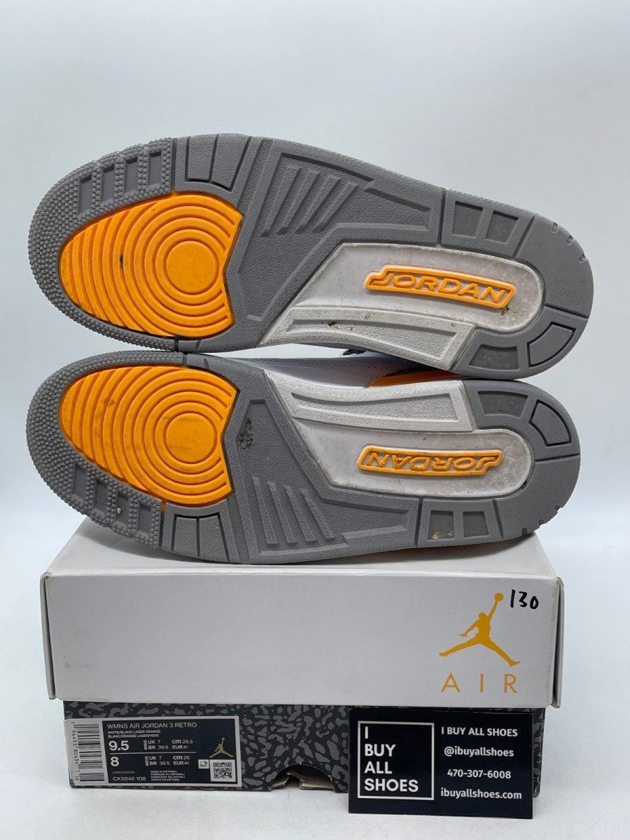 Jordan 3 Retro Laser Orange (Women's) 9.5W (Moderately Worn Pre-Owned) - Image 7