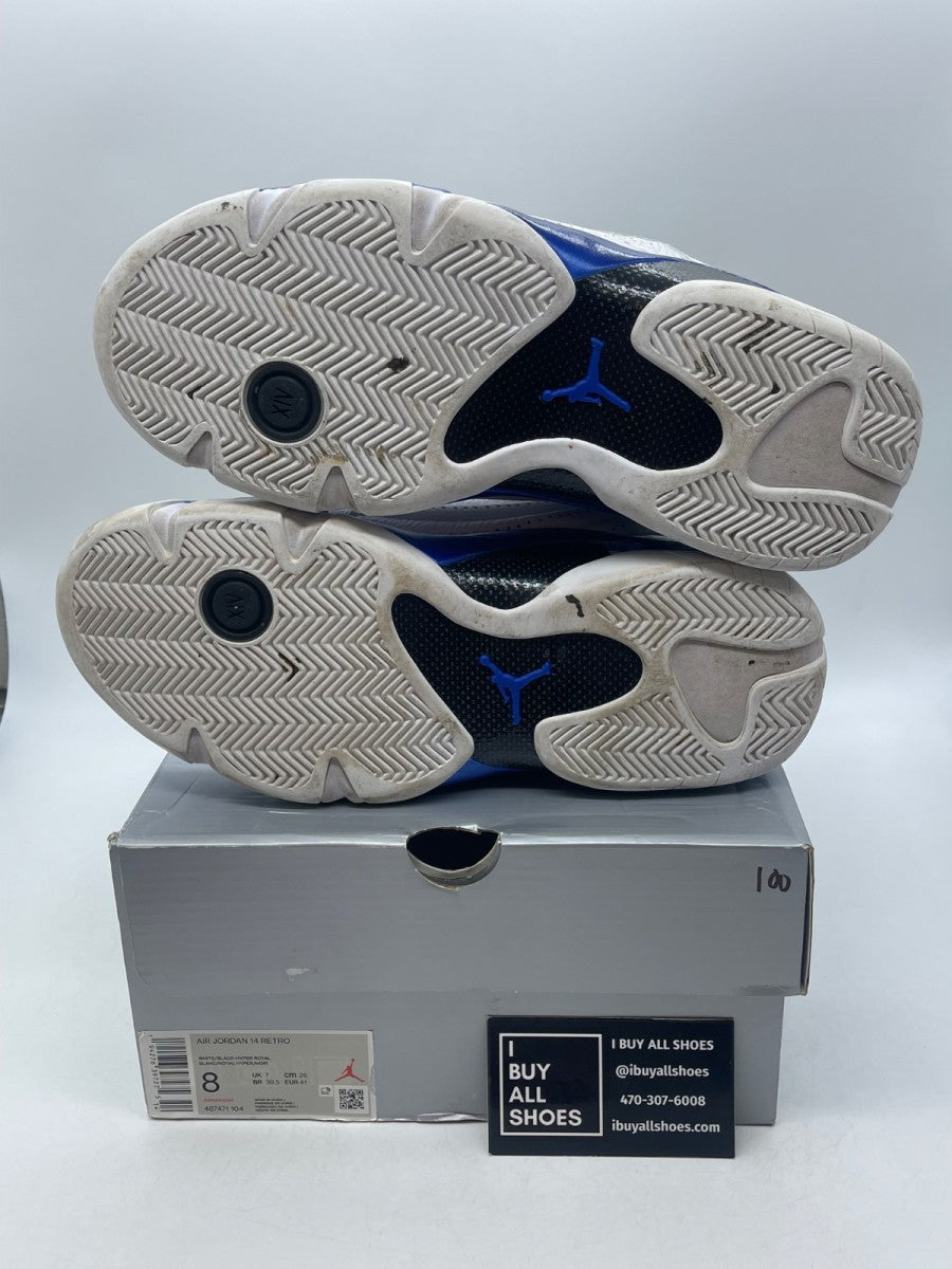 Jordan 14 Retro White Hyper Royal 8 (Moderately Worn Pre-Owned) - Image 7