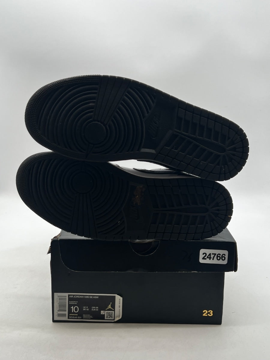 Jordan 1 Mid Carbon Fiber 10 (Moderately Worn Pre-Owned)JordanBlack/White-Black - Image 8