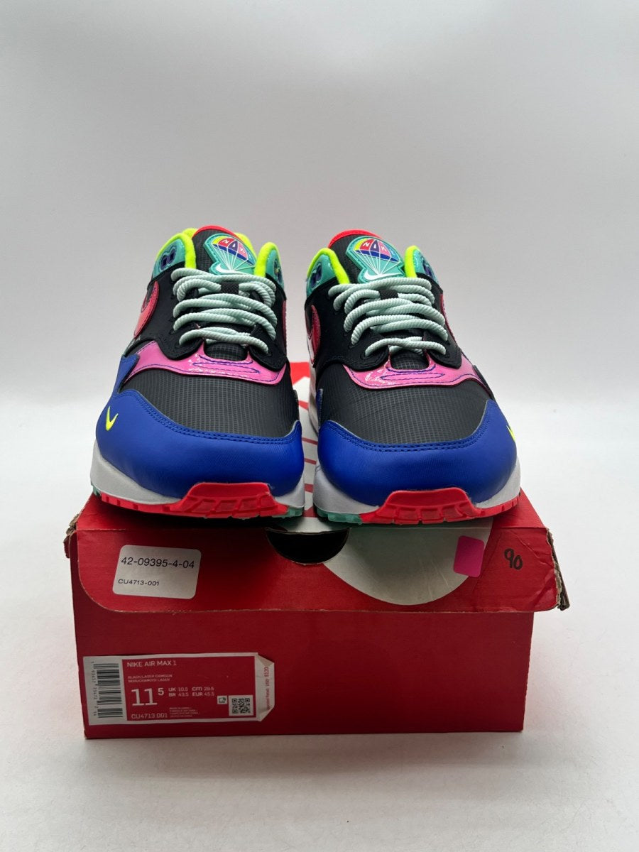 Nike Air Max 1 Black Hyper Grape 11.5 (Lightly Worn Pre-Owned)NikeBlack/Hyper Grape/Hyper Royal/Laser Crimson - Image 2