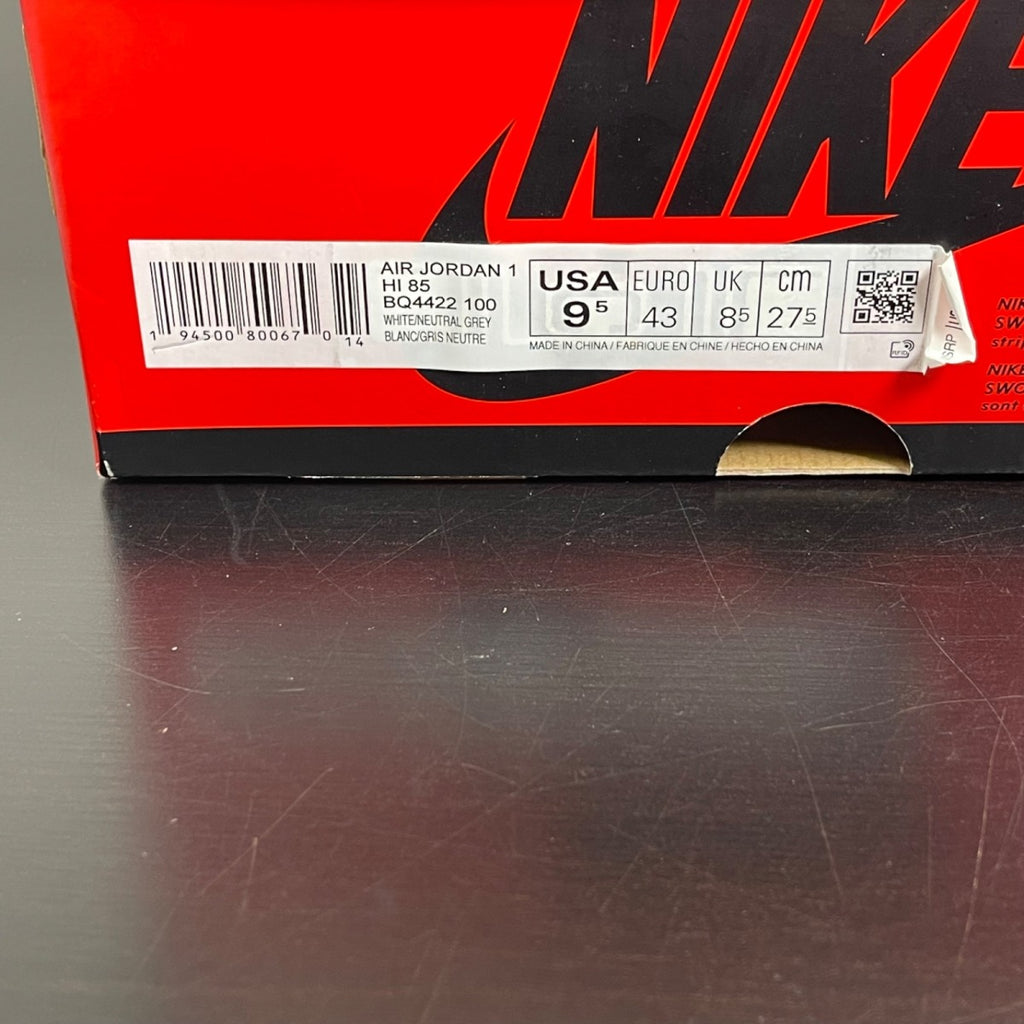 Jordan 1 Retro High '85 Neutral Grey 9.5 (Moderately Worn Pre-Owned)JordanWhite/Neutral Grey - Image 6