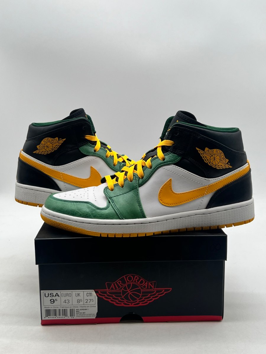 Jordan 1 Mid Retro Sonics 9.5 (Moderately Worn Pre-Owned) - Image 1