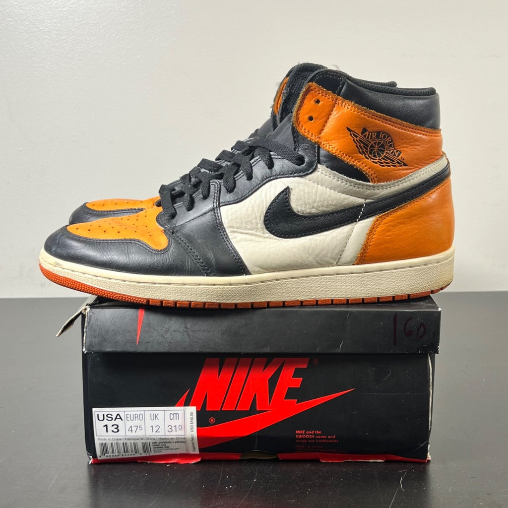Jordan 1 Retro Shattered Backboard 13 (Heavily Worn Pre-Owned)JordanBlack/Starfish-Sail - Image 3