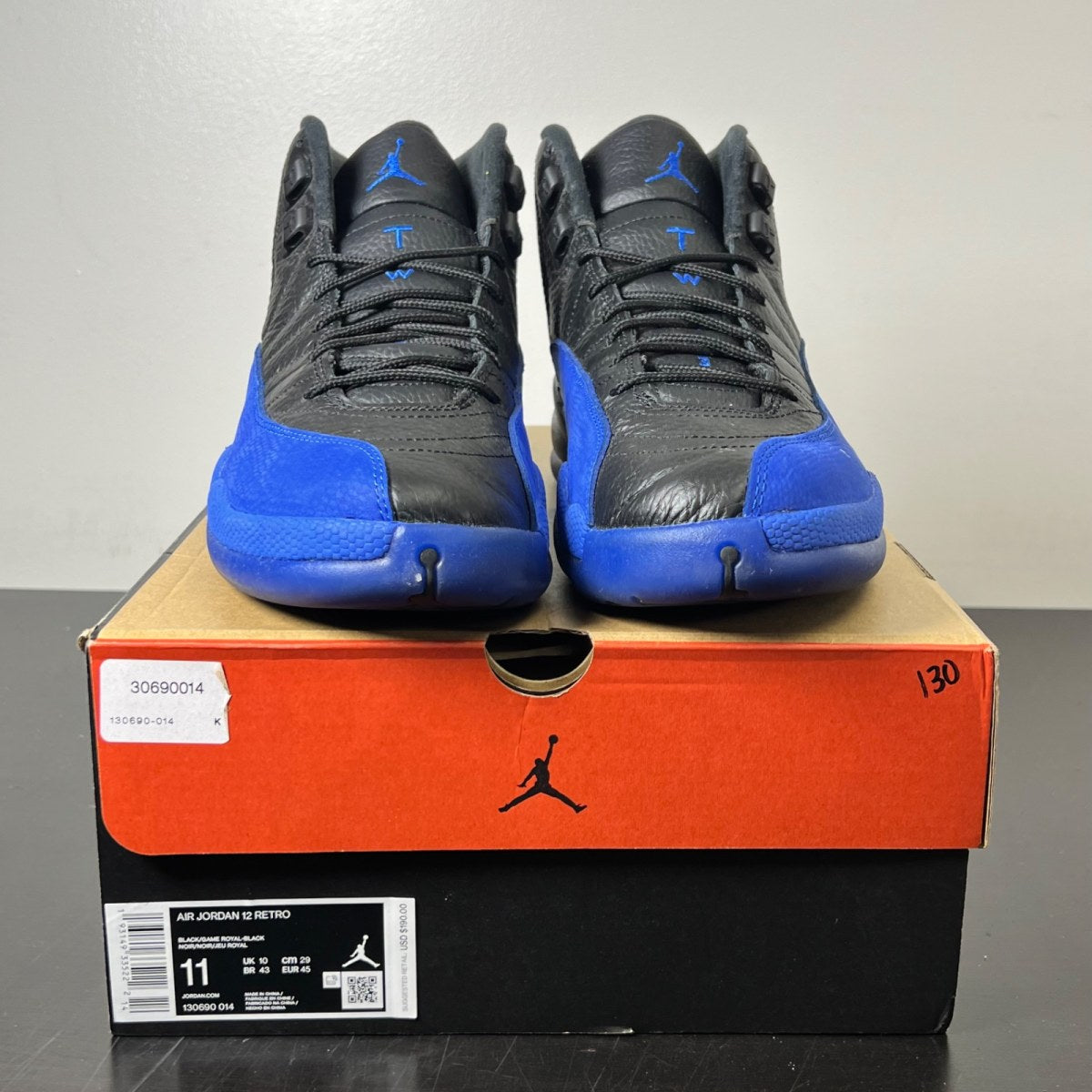 Jordan 12 Retro Black Game Royal 11 (Lightly Worn Pre-Owned)JordanBlack/Game Royal-Black - Image 2