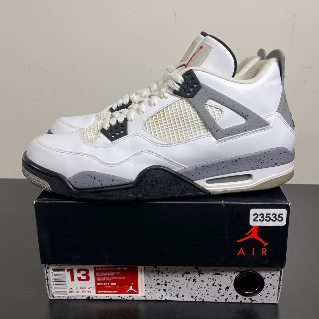 Jordan 4 Retro White Cement (2012) 13 (Moderately Worn Pre-Owned)JordanWhite/Black-Tech Grey - Image 3