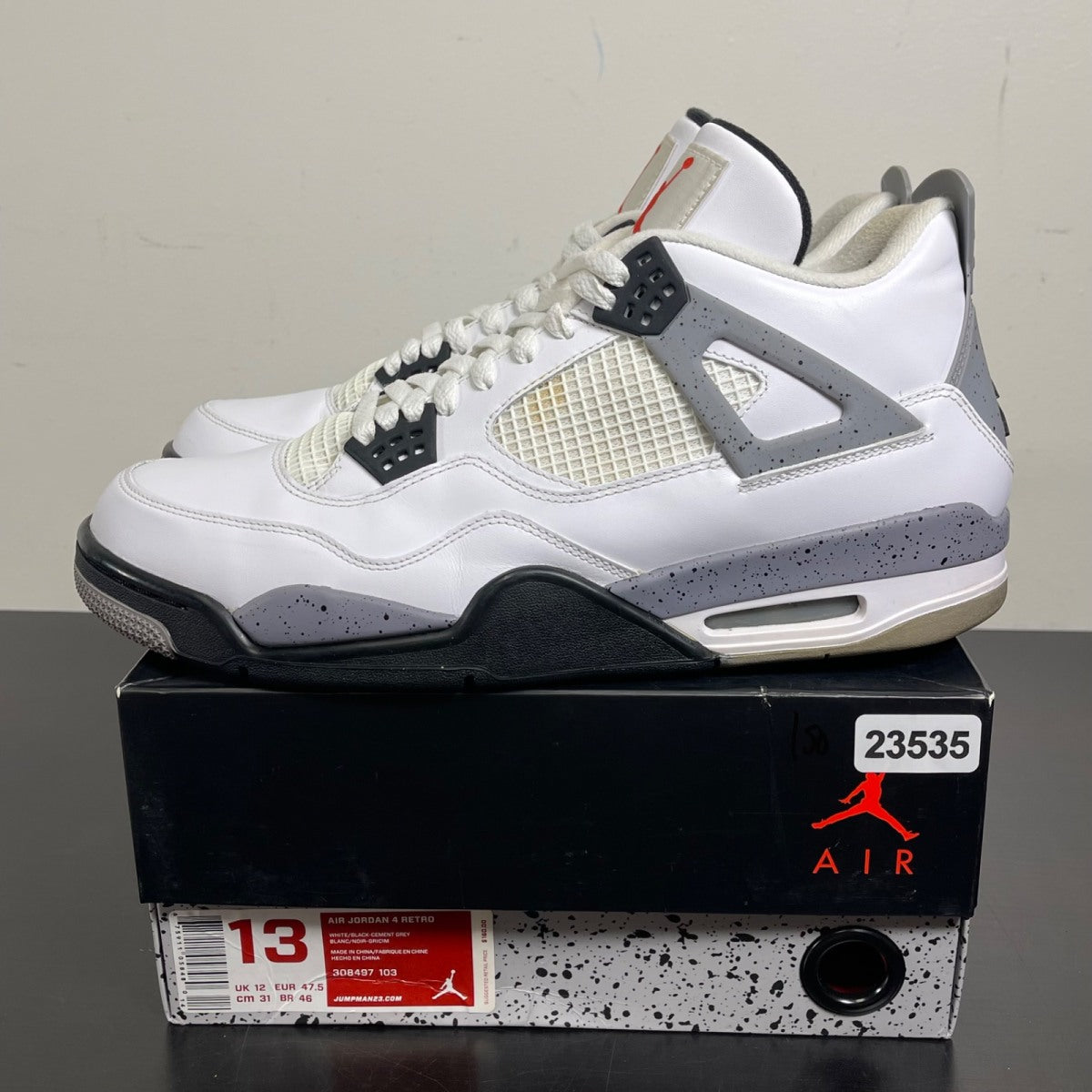 Jordan 4 Retro White Cement (2012) 13 (Moderately Worn Pre-Owned)JordanWhite/Black-Tech Grey - Image 3