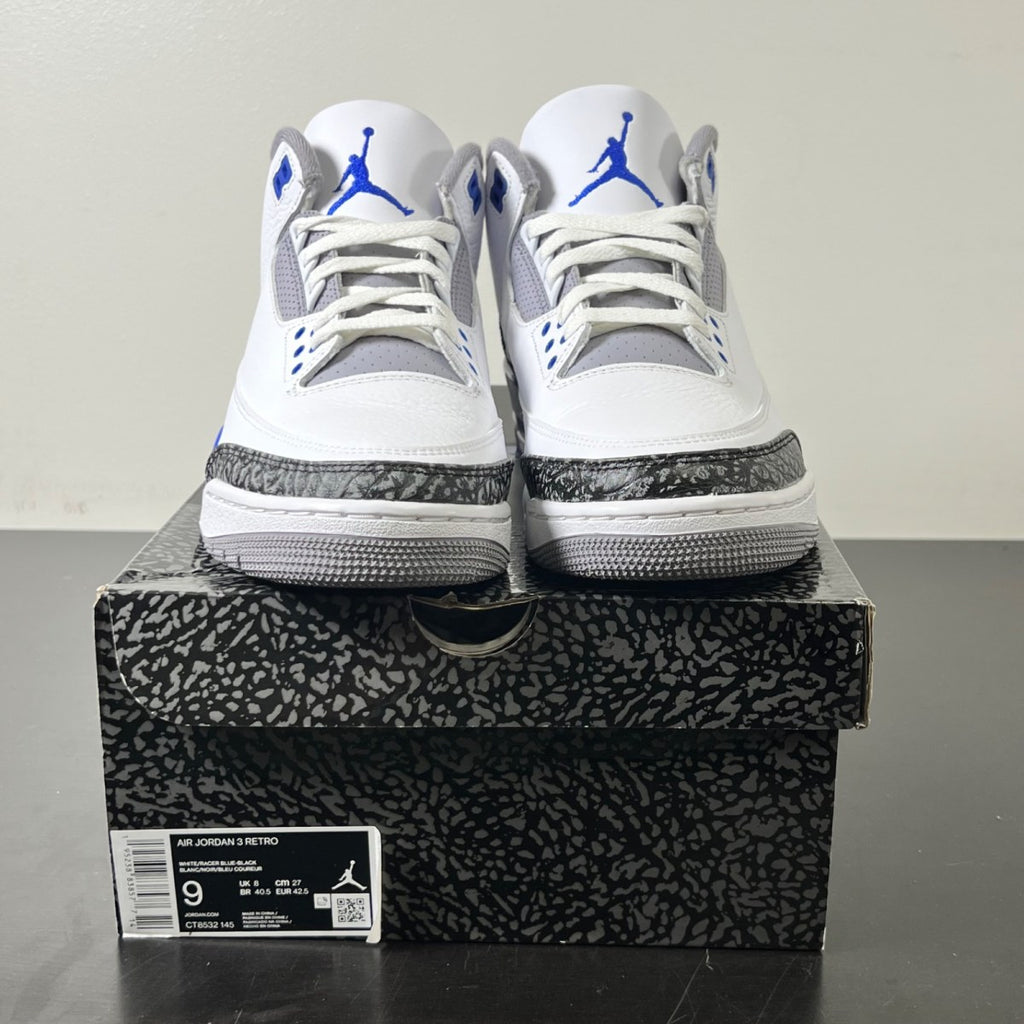 Jordan 3 Retro Racer Blue (Size 9) Lightly Worn - Image 2