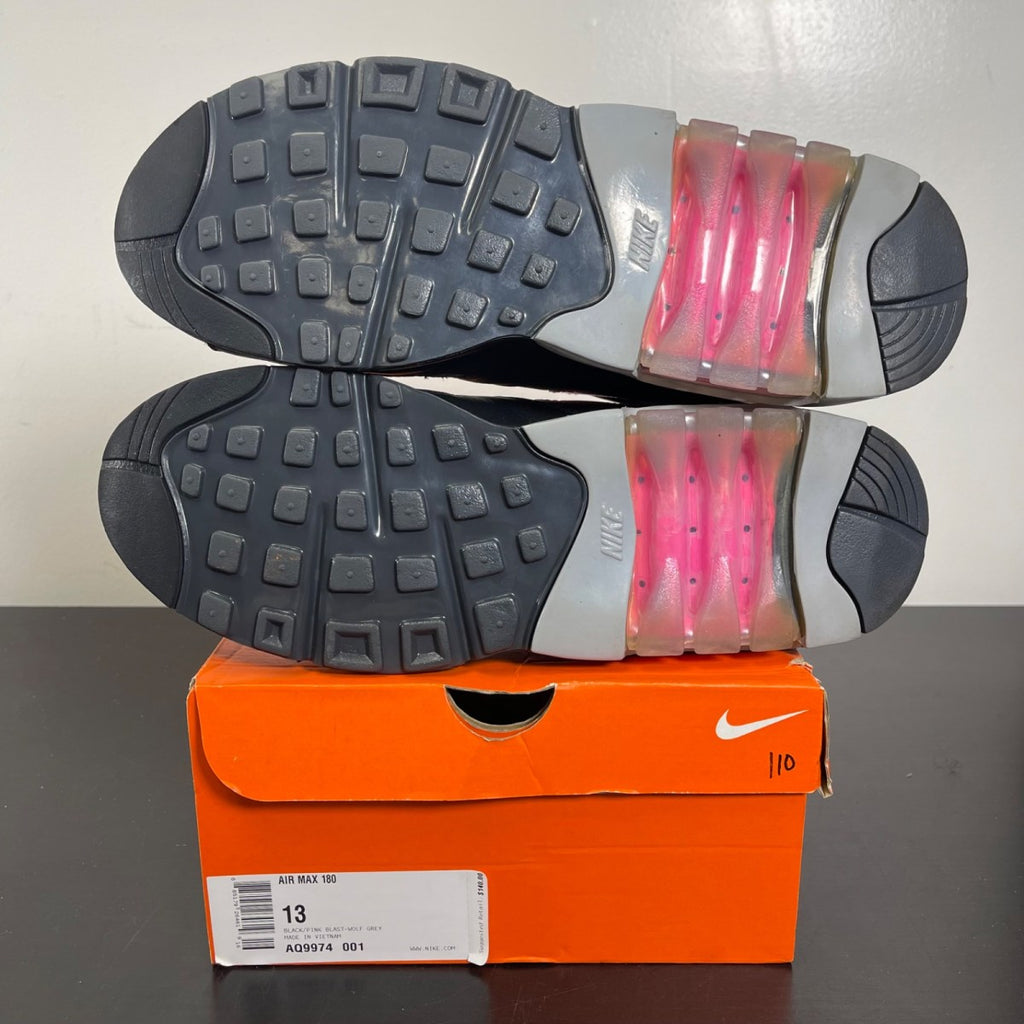 Nike Air Max 180 Black Pink Blast 13 (Moderately Worn Pre-Owned)NikeBlack/Pink Blast-Wolf Grey - Image 5