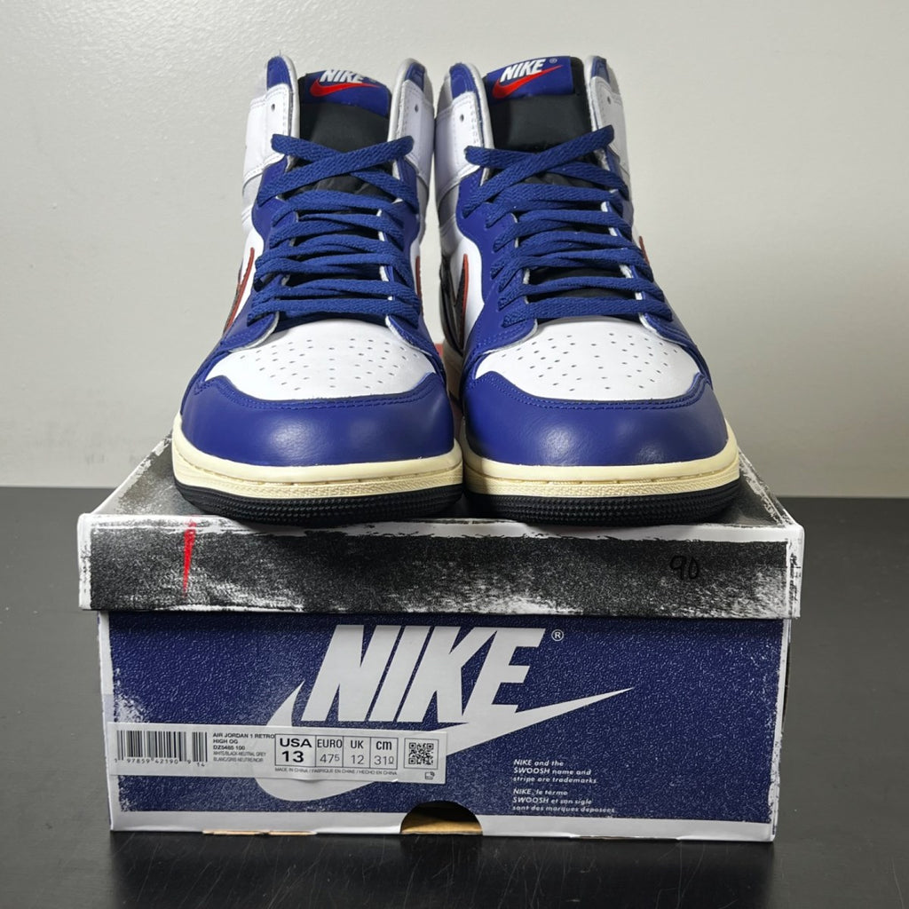 Jordan 1 Retro High OG Rare Air 13 (Lightly Worn Pre-Owned)JordanWhite/Black-Neutral Grey-Deep Royal Blue-Muslin - Image 2