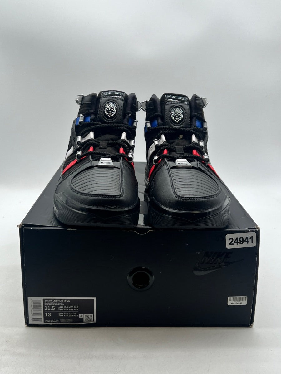Nike LeBron 3 The Shop Black University Red (2022) 11.5 (Moderately Worn Pre-Owned)NikeBlack/Metallic Silver/University Red/Game Royal - Image 2