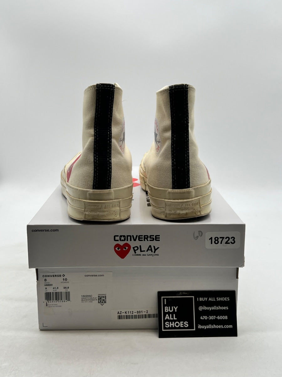 Converse Chuck Taylor All Star 70 Hi Comme des Garcons PLAY White 8 (Heavily Worn Pre-Owned) - Image 3